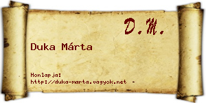 Duka Márta névjegykártya